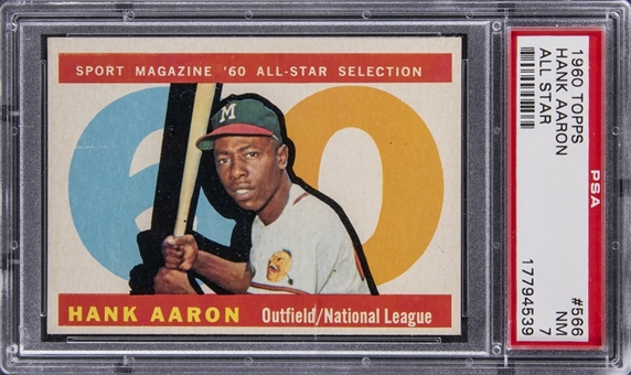 1960 Topps "All-Star" #566 Hank Aaron - PSA NM 7